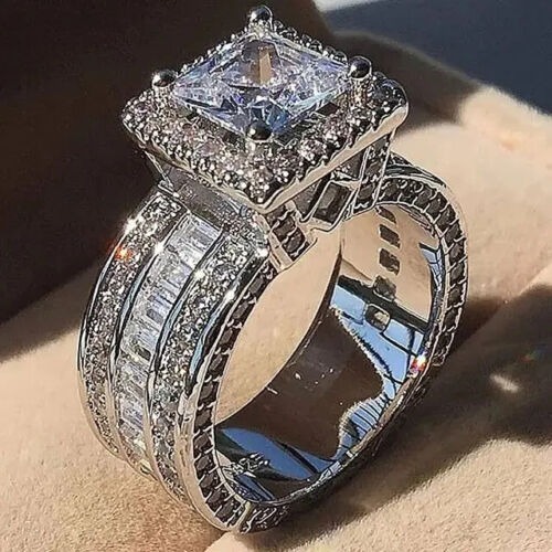 3Ct Simulated Diamond Bridal Set Women's Wedding Ring 14K White Gold Plated