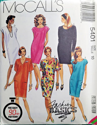 UNCUT-McCall's Pattern #5401-Misses' Dresses-6 Variations- Size 10