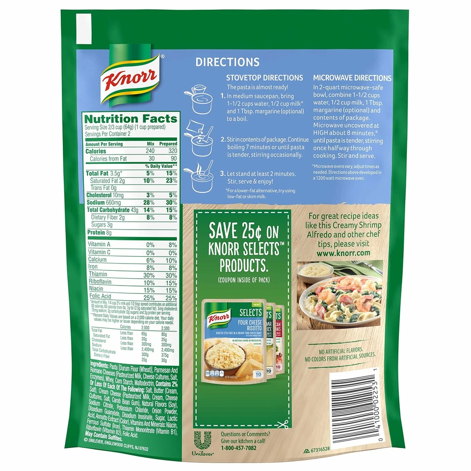 Lados de pasta Knorr para una deliciosa comida rápida Alfredo 4,4 oz (paquete de 12) Foto 3 de 4
