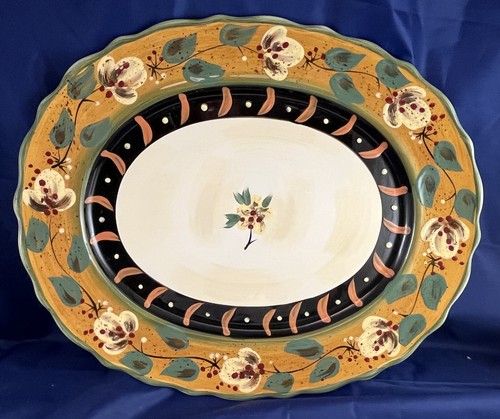 CORSICA BRIGTTE CREME BLUMEN & ROTE BEEREN SERVIERPLATTE 17"X14 1/4"