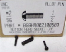 2-56x1/2 Button Head Hex Socket Cap Screws Alloy Steel Black 25