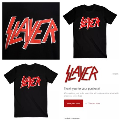 XL Men's  T Shirt Slayer Black Red White Band Heavy Speed Metal Rock Authentic