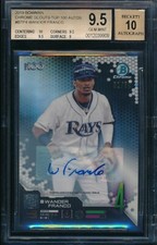 BGS 9.5/10 WANDER FRANCO AUTO 2019 Bowman Chrome Scouts Top 100 #/50 RC GEM MINT