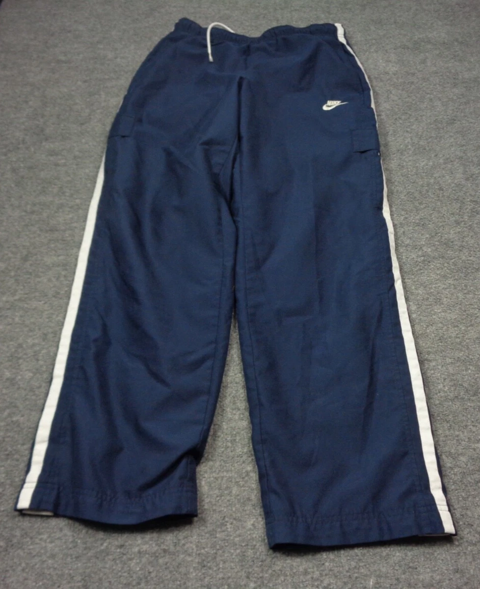 Vtg Nike Pants Mens M Blue Windbreaker Cargo Pockets Warm Up Track Baggy Y2K