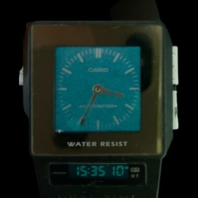 Casio FS-01 Film Watch PELA Thin Dual Time Quartz Light Vintage