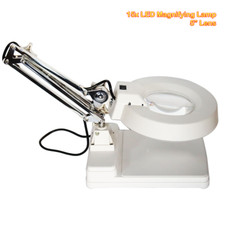 110V Tabletop 15x LED Magnifying Lamp Reading Repair Tool 5" Clear Lens White