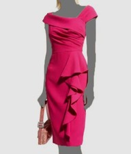  496 Rickie Freeman for Teri Jon Womens Pink Off-Shoulder Sheath Dress Size 6