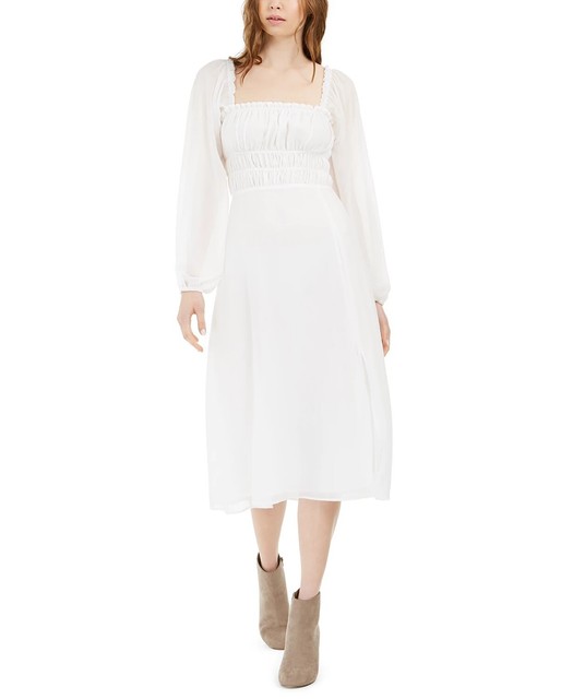 Leyden Womens Ivory Smocked Ruffled 