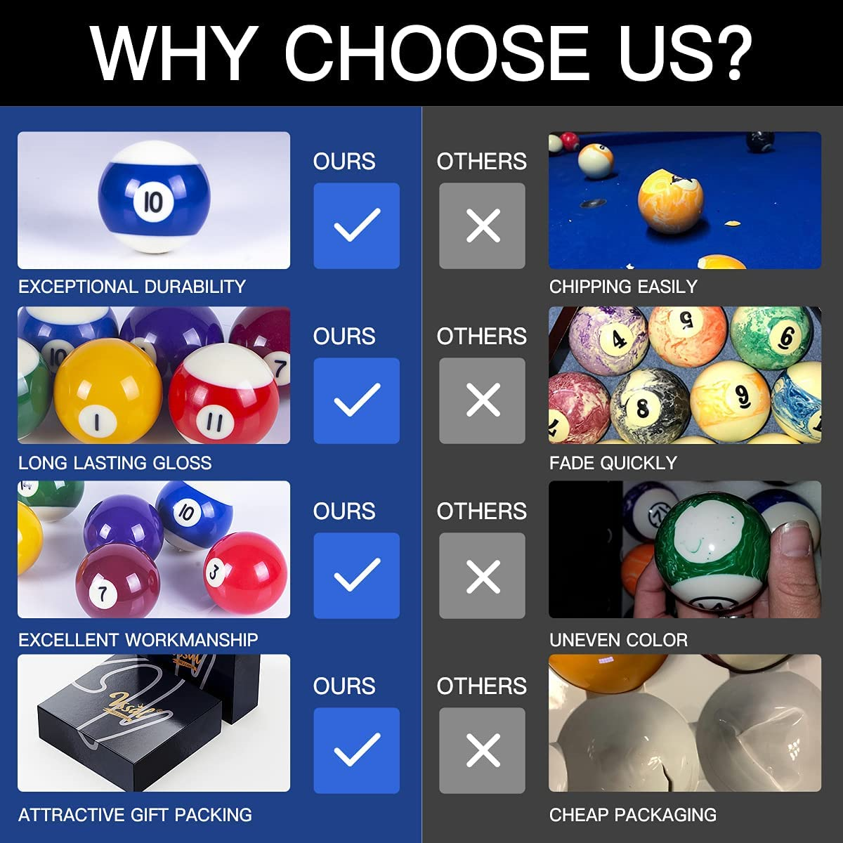 VSSAL Billiard Balls, Regulation Pool Table Ball Set eBay