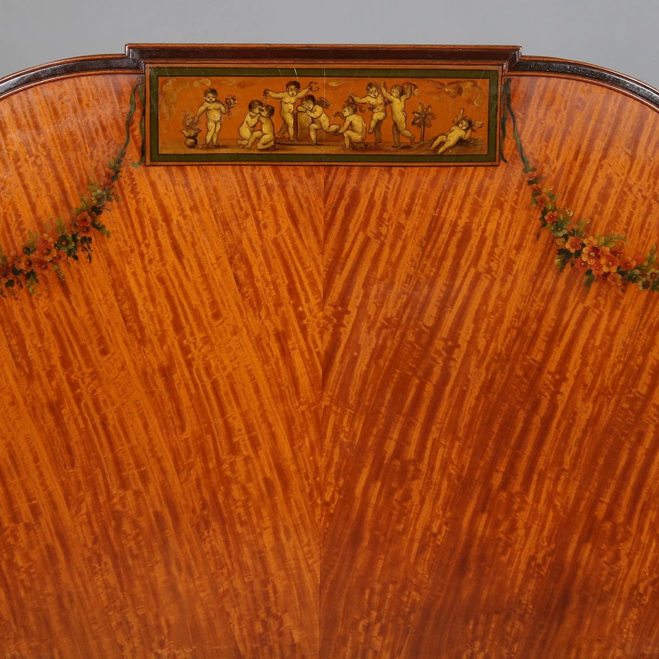 Antique and Fine Adam Style Painted & Ebonized Satinwood & Bronze Bed Frame - Image 3 of 4