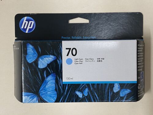 Cartuccia d'inchiostro originale HP 70 Light Cyan C9390A 130 ml (06/2020) IMBALLO ORIGINALE fattura - Foto 1 di 2