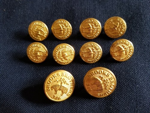 Vtg Brooks Brothers Gold 10 complete Set 20mm 15mm Blazer Replacement Buttons. - Picture 2 of 6