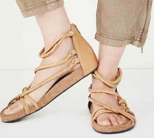 Free People Redlands Tan Leather Gladiator Sandal Women Size 36 Boho