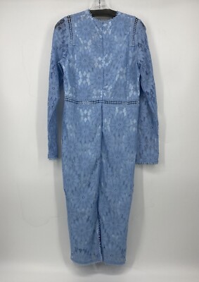 PrettyLittleThing Powder Blue Long Sleeve Lace Dress Floral Size 10 NWT |  eBay