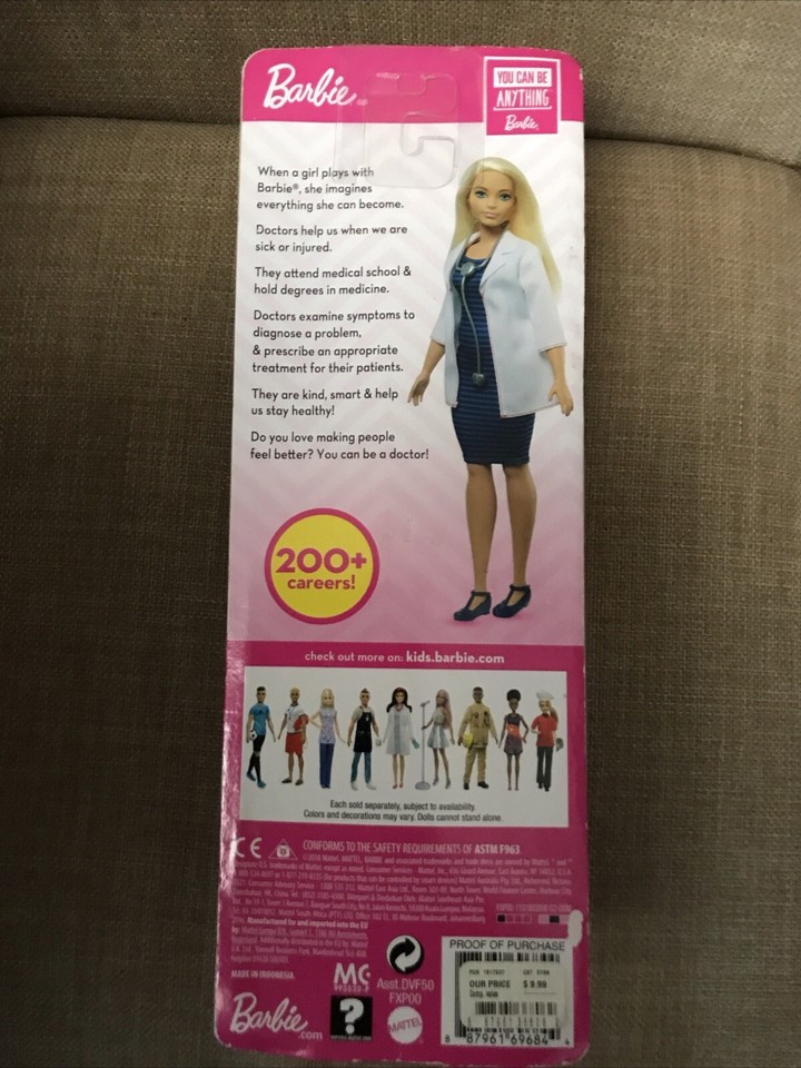 Barbie You can be anything Doctor Career Barbie Blonde Blue Eyes Curvy