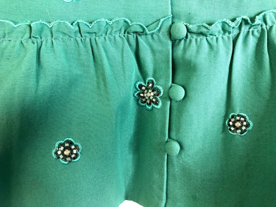 Blusa Anthropologie Lithe Bordada Con Cuentas Peplum Abotonada Top Forrada Talla 6 Foto 4 de 4