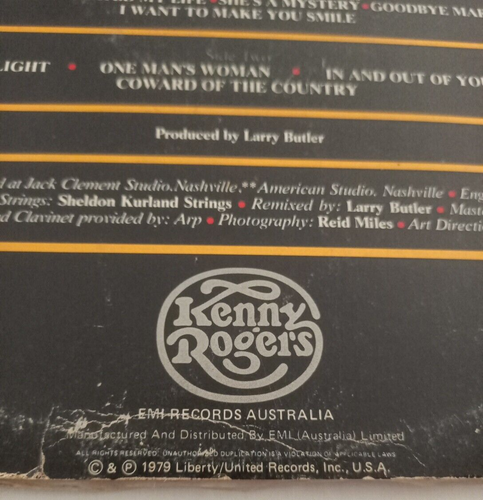 KENNY ROGERS KENNY VINYL LP 1979 ORIGINAL AUSTRALIAN PRESS - Picture 13 of 13