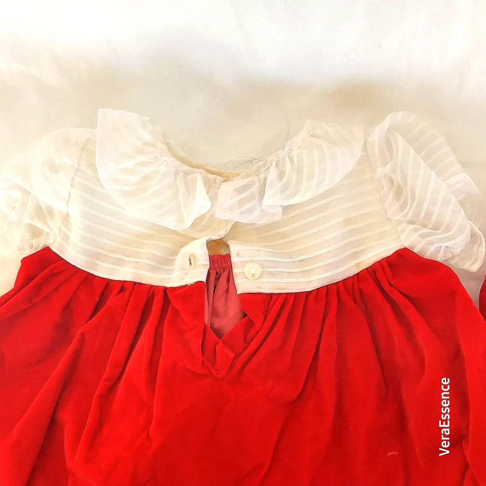 Vtg 90s Expressions Holiday Dress w/ Bloomers 3-6 Months Retro Christmas - Image 4 of 4