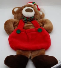 Santa's Best Rennoc 3D Brown Teddy Bear Plush Christmas Stocking 19" Vintage