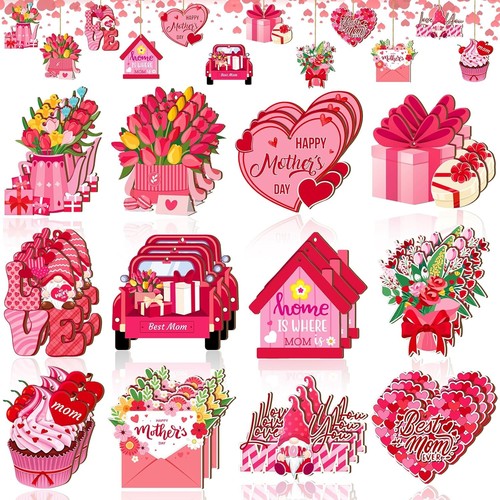 Barydat 36 Pcs Mother's Day Hanging Ornaments Mothers Wooden Tree...