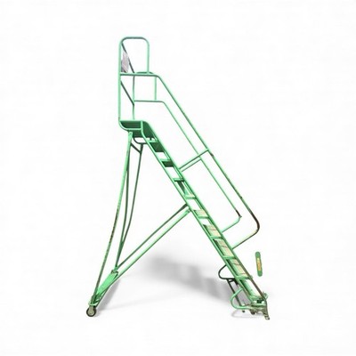 Industrial Rolling Warehouse Steel Ladder w/ Platform   93  Height