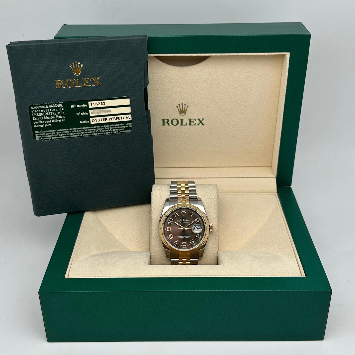 Rolex Datejust 116233 36 18k Yellow Gold Chocolate Arabic