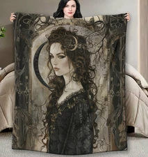 Hecate Goddess of Witchcraft Velveteen Plush Blanket #2 – Lightweight Boho Throw