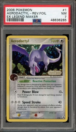 Pokemon Aerodactyl EX Legend Maker Reverse Holo Rare #1 PSA 7