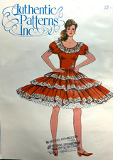 SQUARE DANCING Dress Pattern RUFFLE SKIRT AUTHENTIC PATTERNS INC 328 Sz12-14