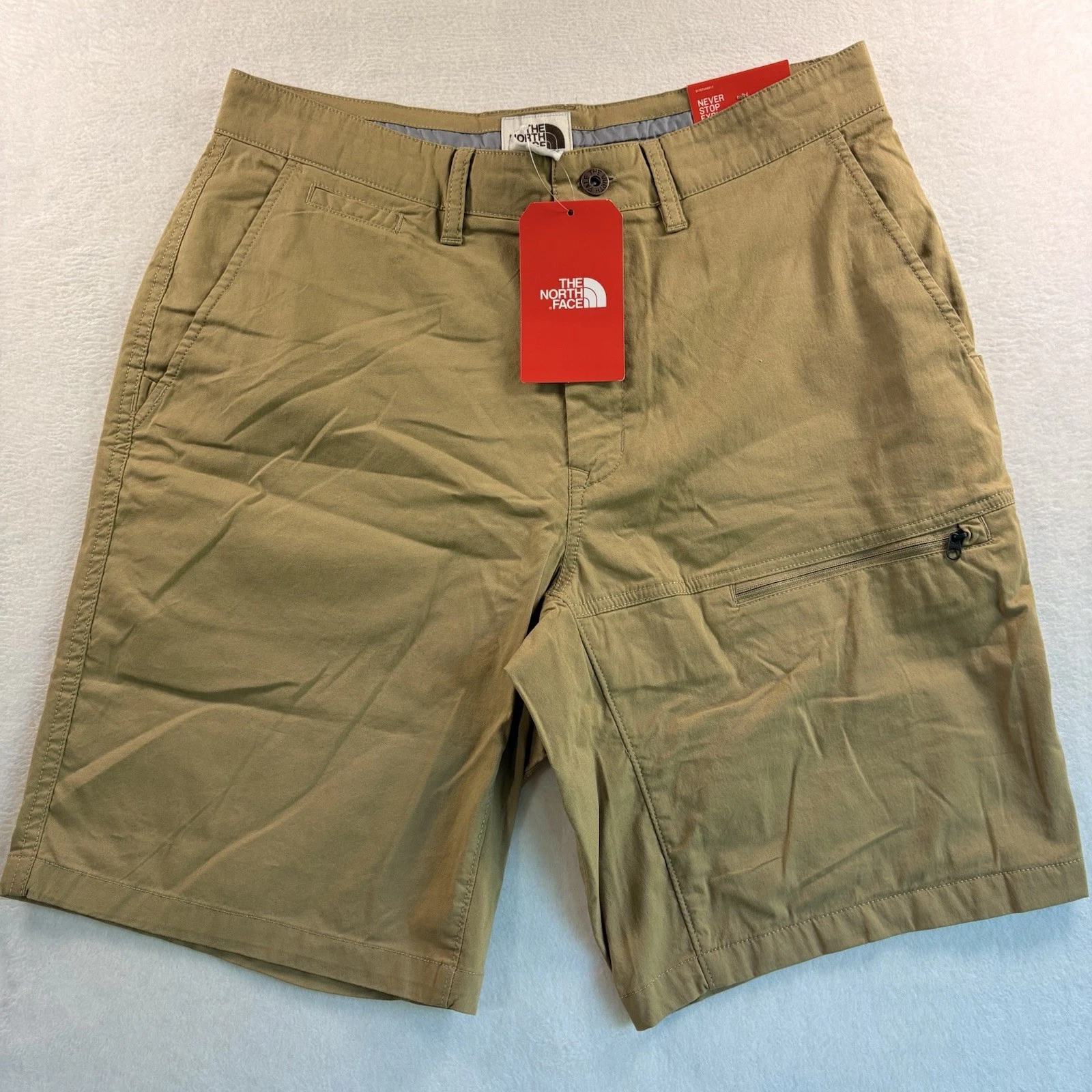 The North Face Mens Granite Face Utility Shorts Kelp Tan 32 9” Hiking Outdoors