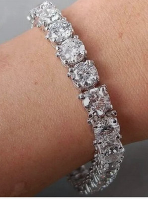 7 Carat Round Cut Lab Created Diamond Tennis Bracelet Solid 14K White Gold