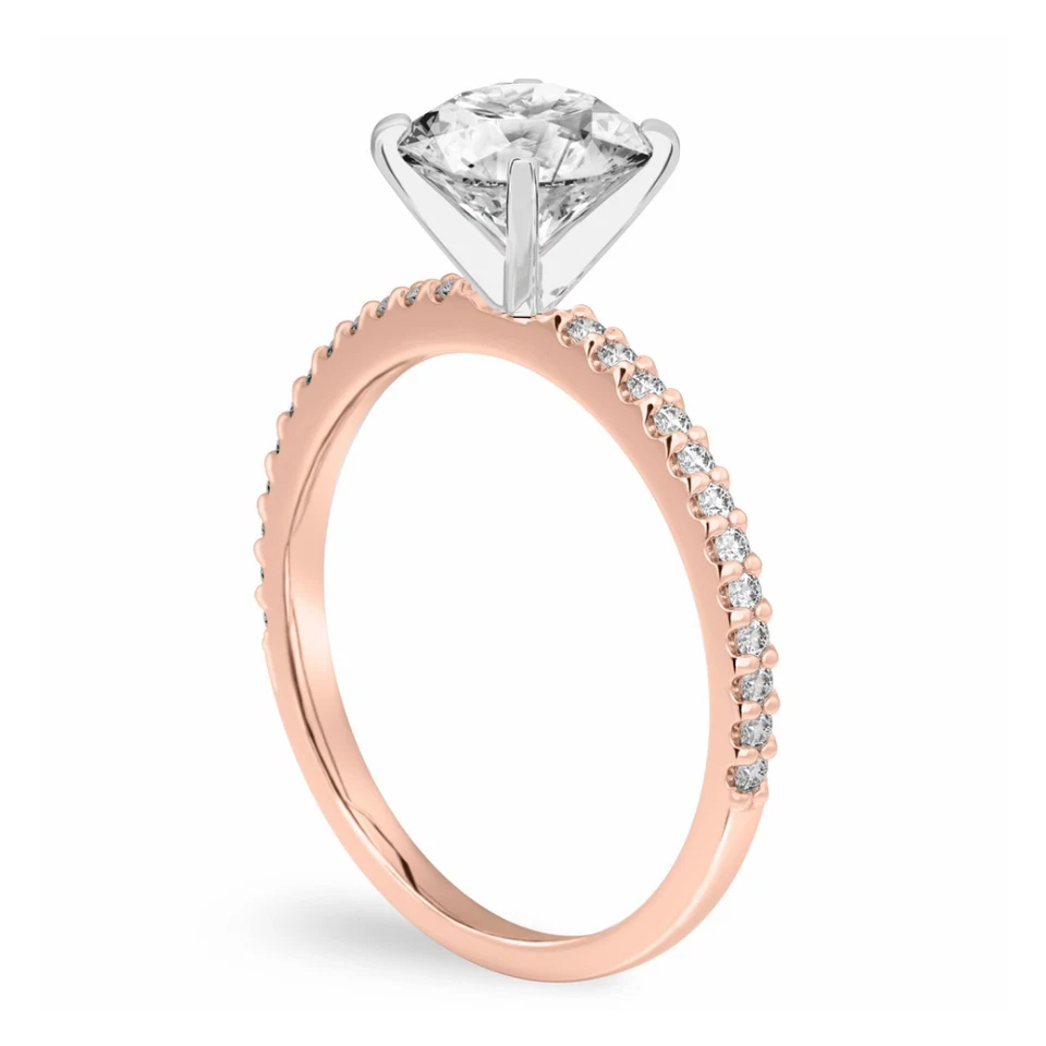 18k Rose Gold Ring For Women Lab Grown Round 1.2 Carat IGI Certified Diamond 7 8 - Image 3 of 4