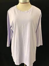 Lands End top size L 3/4 sleeve pullover solid purple cotton large