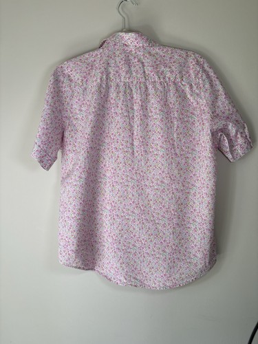 James Meade Pink Floral Short Sleeve Shirt Size 16 Cotton Lightweight Summer - Picture 2 of 8