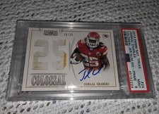 2013 National Treasures Jamaal Charles Dirty Game Patch Auto /10 Bookend PSA 9