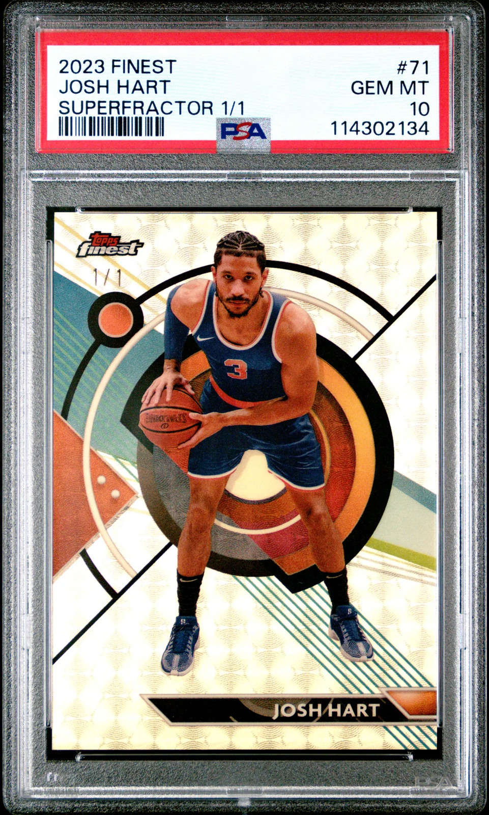 2023 Topps Finest Josh Hart #71 Superfractor 1/1 PSA 10 New York Knicks