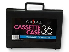 Vintage 90s Audio Cassette Carrying Case Clik Case Holds 36 Black Made In USA