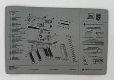 Glock GEN 5 Neoprene Bench Mat 11"x17" Diagram Parts List AS10064 Grey New NWOP