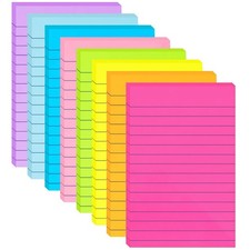  8 Pads Lined Sticky Notes 4x6 in Post, 8 Colors Sticky Notes Pad Its, Brigh