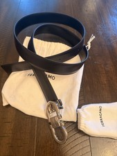 Salvatore Ferragamo Men's Double Gancini Buckle Leather Belt