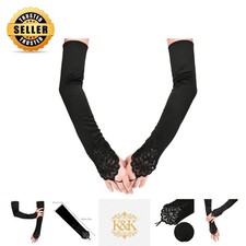 Gorgeous Elbow Length Fingerless Satin Gloves - 19 Inch Stylish Accessory