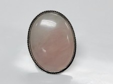 Oval Rose Quartz Sterling Silver Ring w/ Adj. Band  Size 6.5  12.3g  9-C724