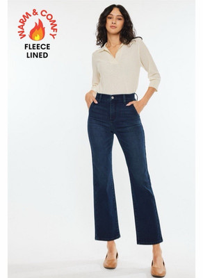 Kancan Felicity High Rise Fleece Lined Straight Jean 13 30 NWT Warm Lagenlook