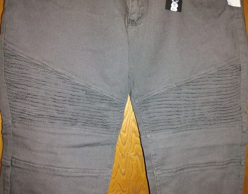 Gray Stretch Jeans Mens 38x30 Skinny MOTO Denim Straight Leg High Rise HYPE NEW - Picture 2 of 10