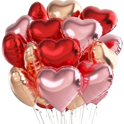 Romantische Herzballons Set - 24 Stück in Rot Rosa Roségold für jeden Anlass