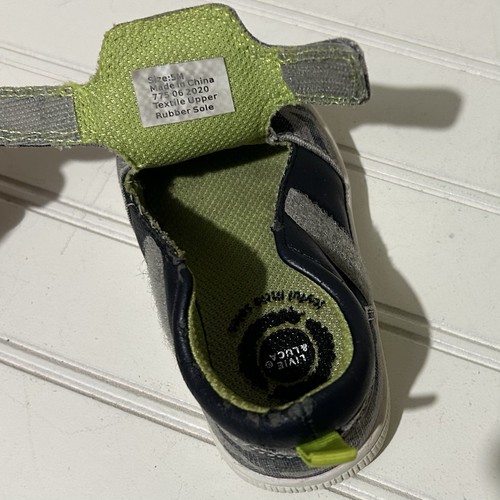 Livie & Luca Baby Shoes Blue White Camo Sloth Sneakers Easy Hook & Loop Casual - Picture 7 of 10