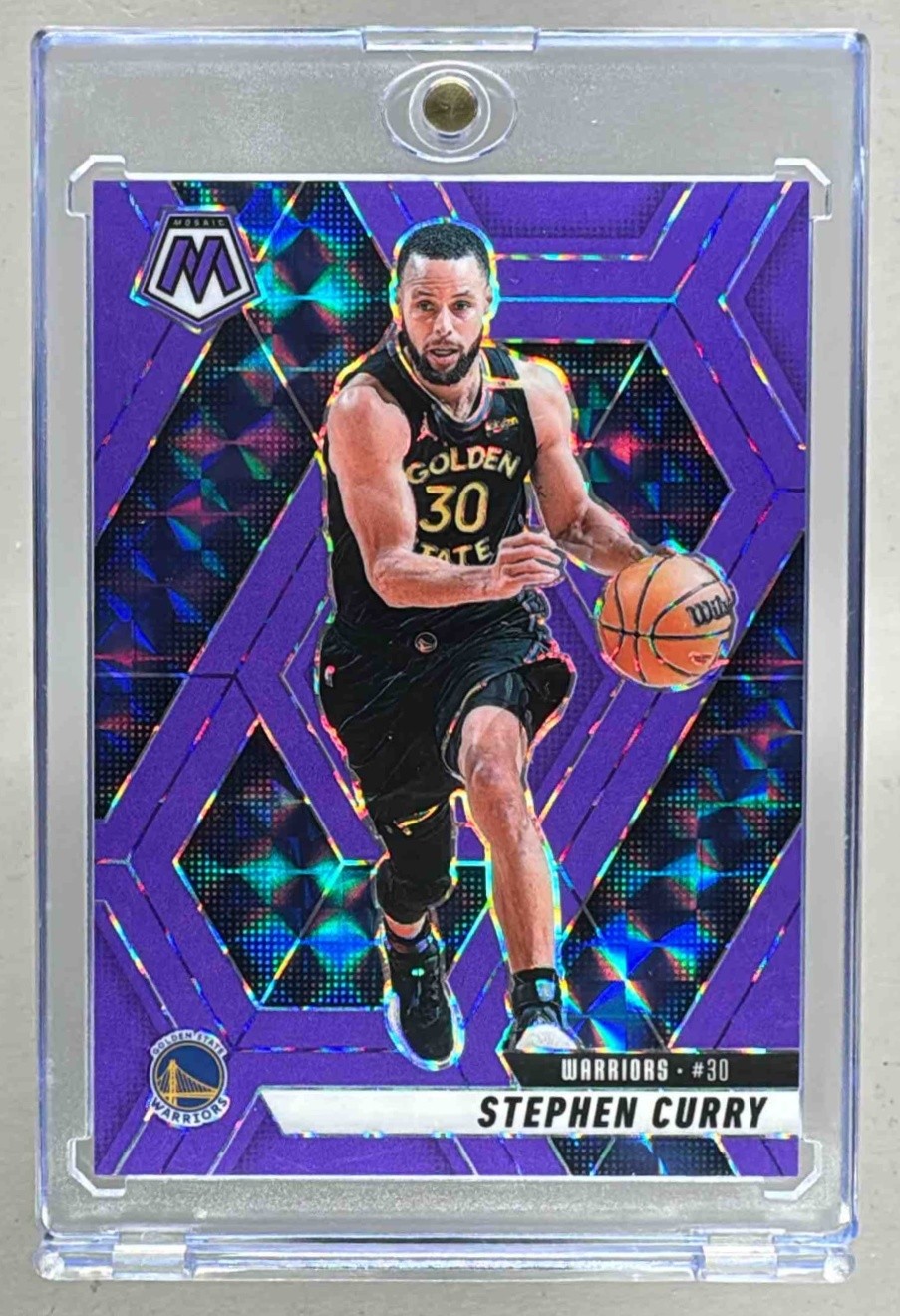 2024 Panini Mosaic 163 Stephen Curry Purple Flourescent Mosaic /249