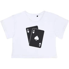 'Ace of Spades Cards' Women's Cotton Crop Tops (CO054007)