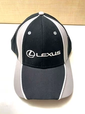 Lexus Logo Hat – Black/Gray Striped Adjustable Otto Cap – Unisex – New