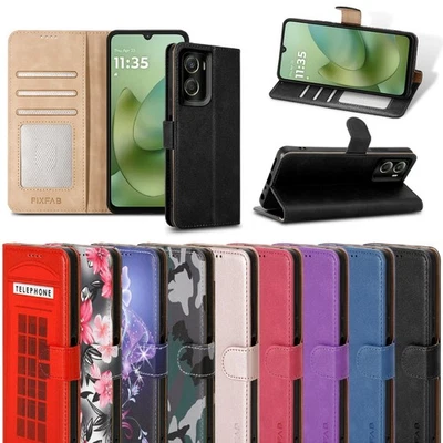 PIXFAB Case For Motorola Moto G06/G06 Power, Leather Wallet Flip Stand RFID Phone Cover